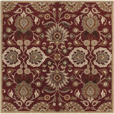 Arden Floral Handmade Tufted Wool Burgundy Area Rug Birch Lane Rug Size: Square 4&