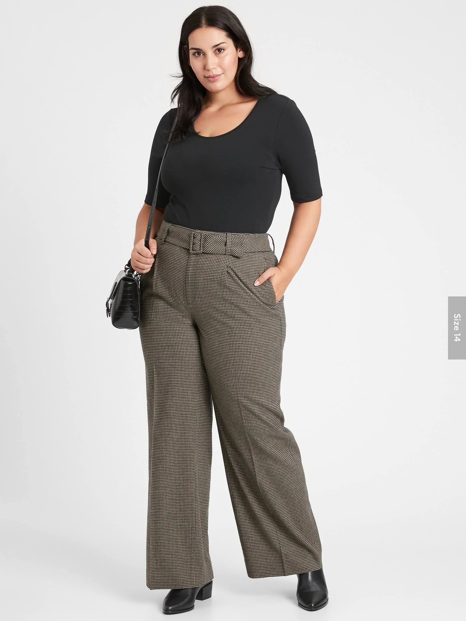 Banana Republic Women's High-Rise Slim Wide-Leg Flannel Pant Plaid Size 0 Regular