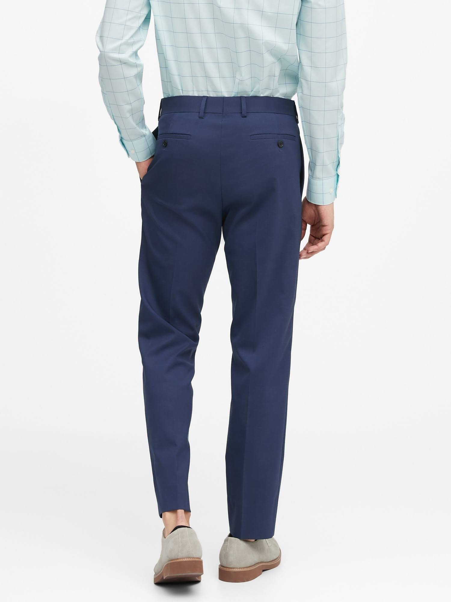 Banana Republic Men's Slim Non-Iron Stretch Cotton Solid Pant Navy Big and Tall Size 35W 36L