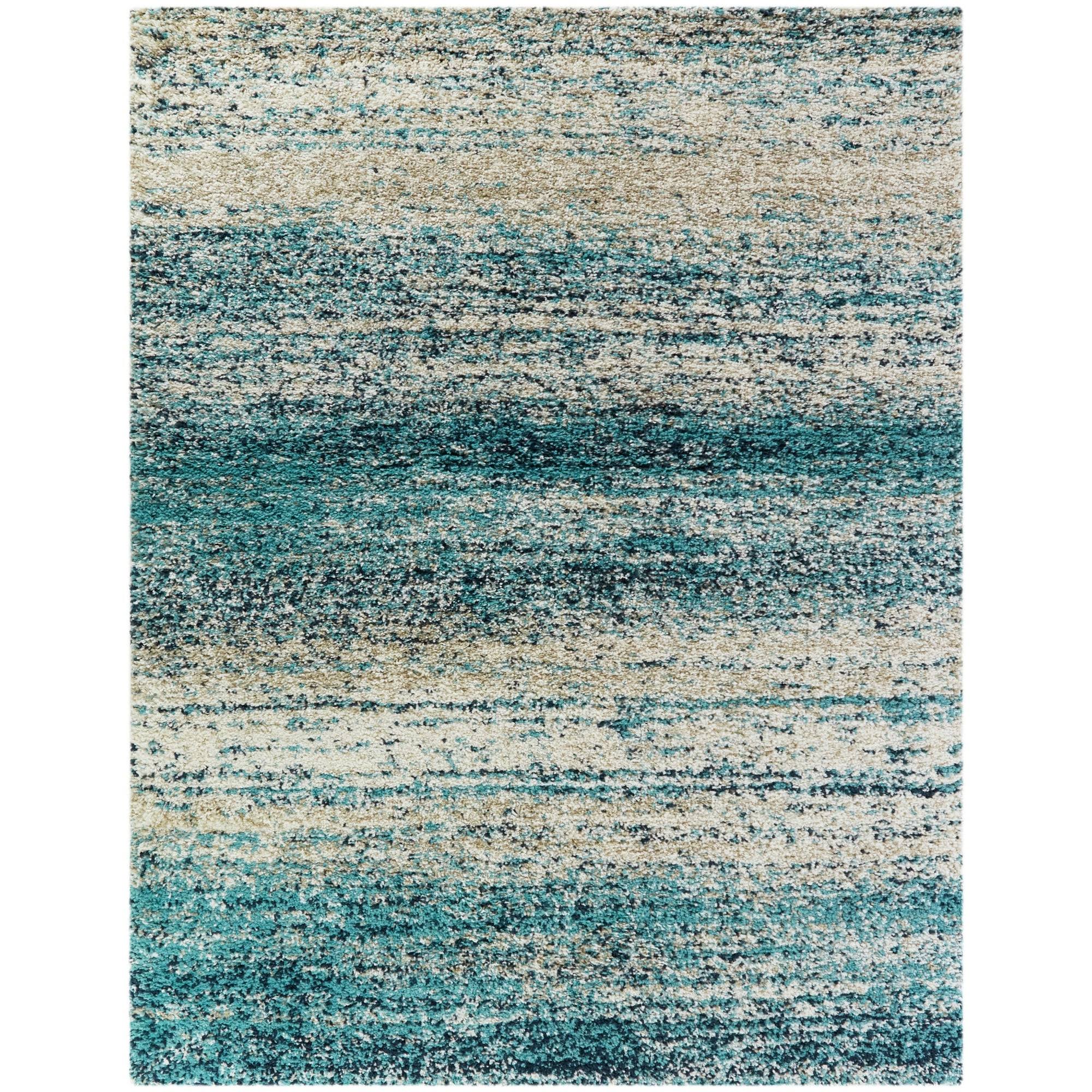 BALTA Eastleigh Teal 5 ft. x 7 ft. Abstract Shag Area Rug, Blue
