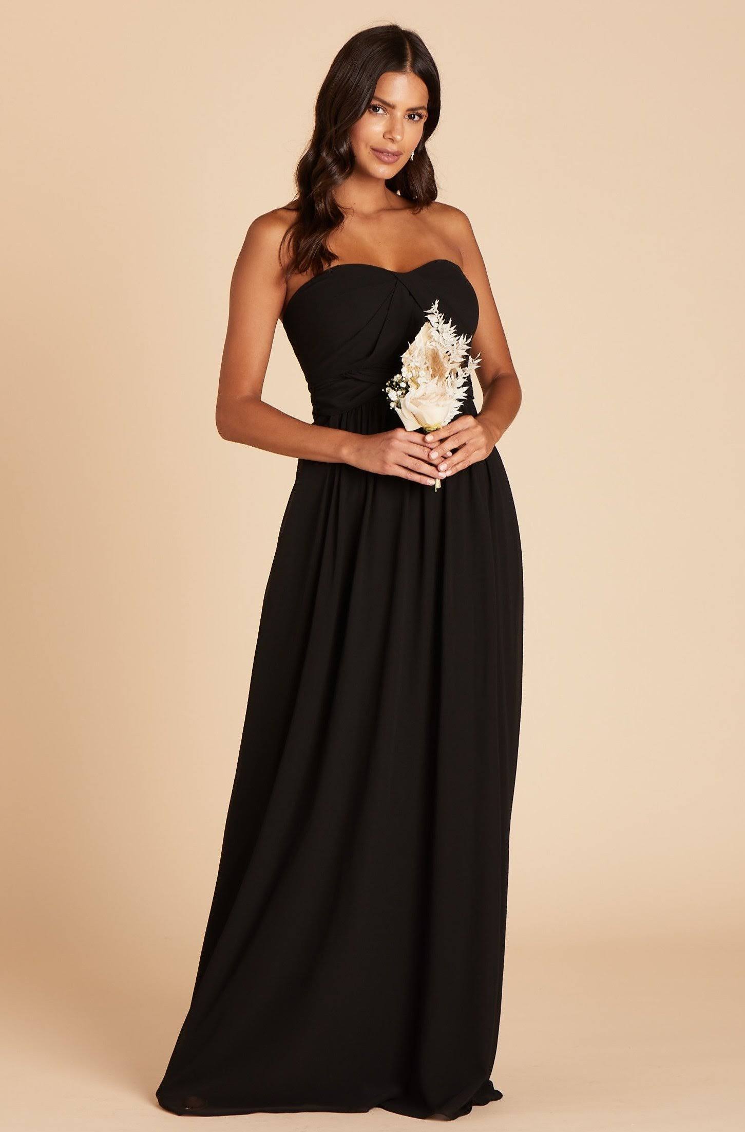 Birdy Grey Grace Convertible Chiffon Bridesmaid Dress in Black L / Black