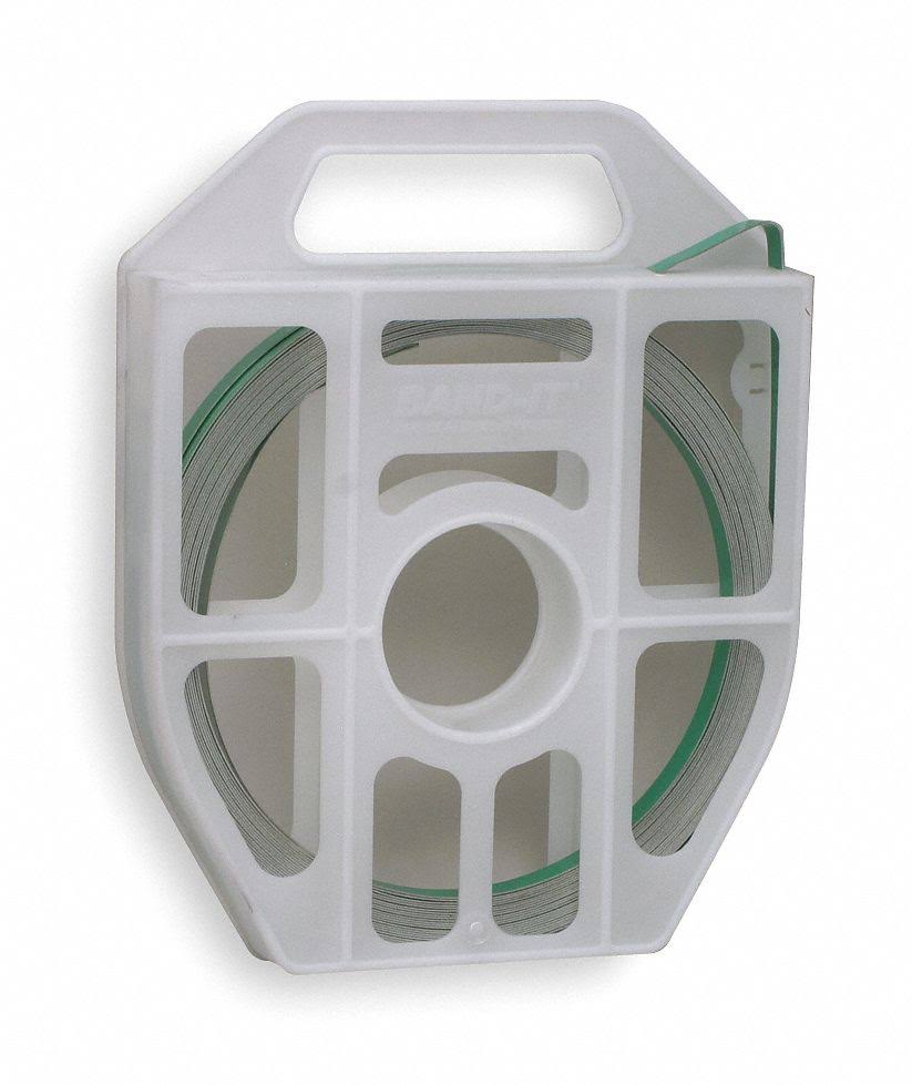 Band-It Stainless Steel Band, 200/300 Stainless Steel, Clear, Green, 1/2 in Strapping Width - GRC144-P400