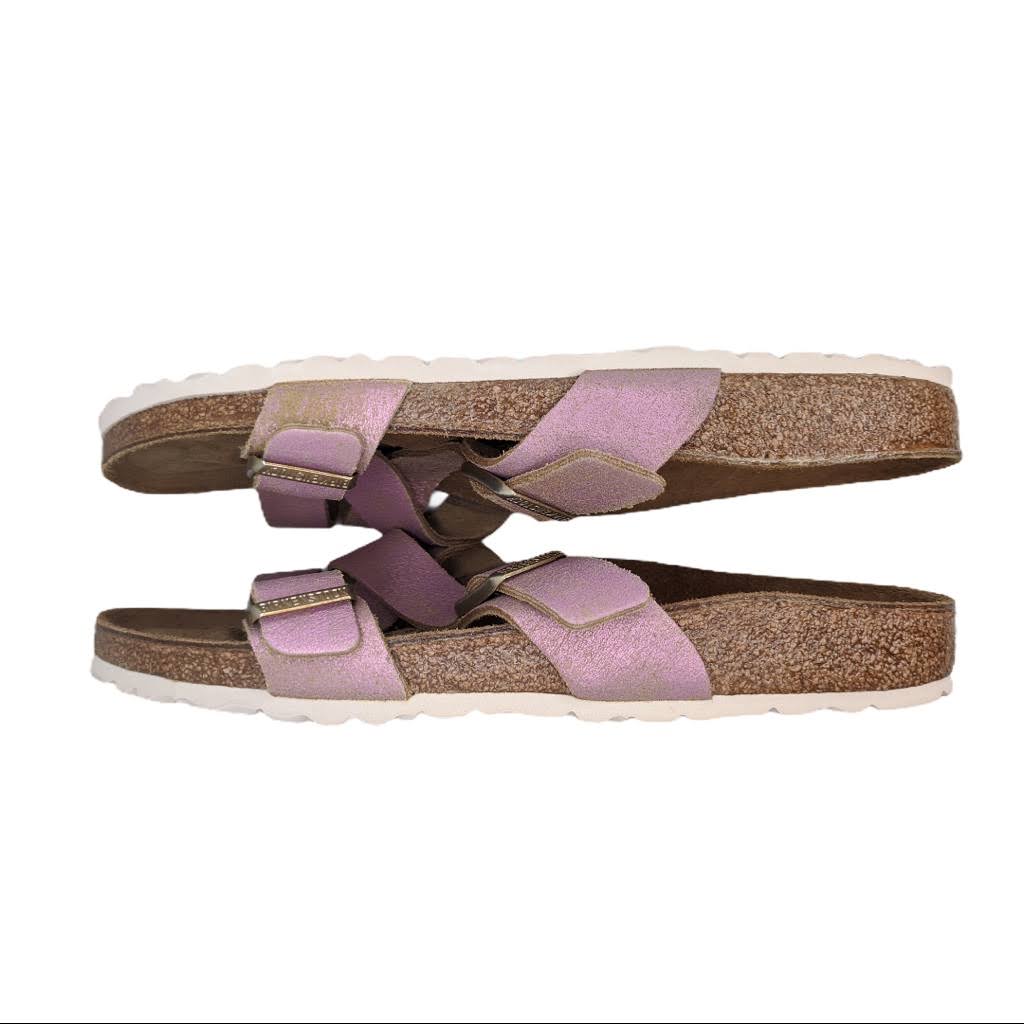 Birkenstock Women's Yao, Washed Metallic Pink Leather Size: 41 N