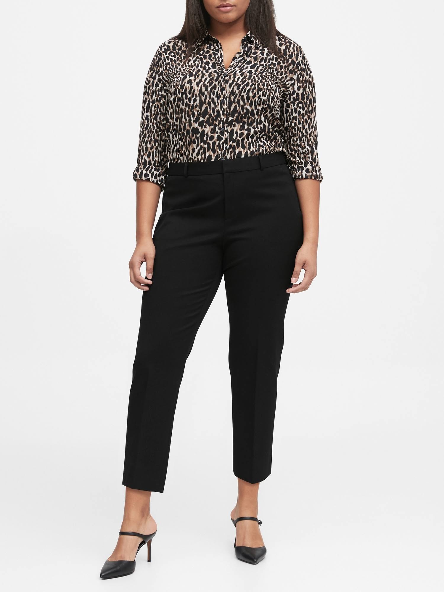 Banana Republic Women's Avery Straight-Fit Washable Bi-Stretch Pant Black Size 2 Short