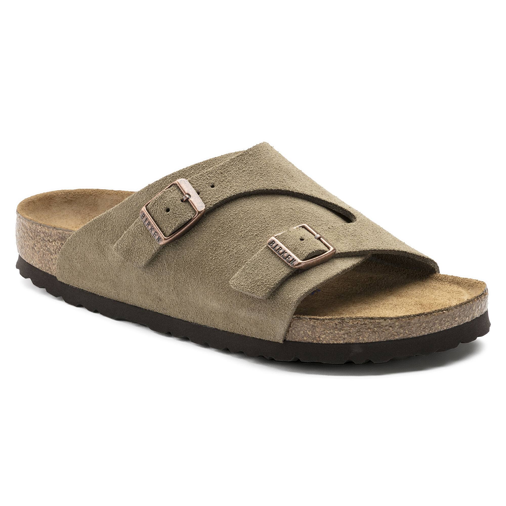 Birkenstock Z?rich Suede Soft Footbed Men's Sandals - Taupe