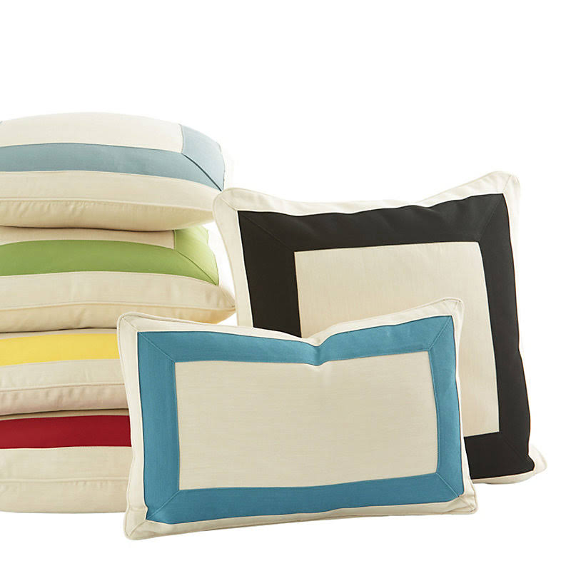 Outdoor Bordered Pillow Canvas Navy Sunbrella 20x22 x 20x22 - Ballard Designs