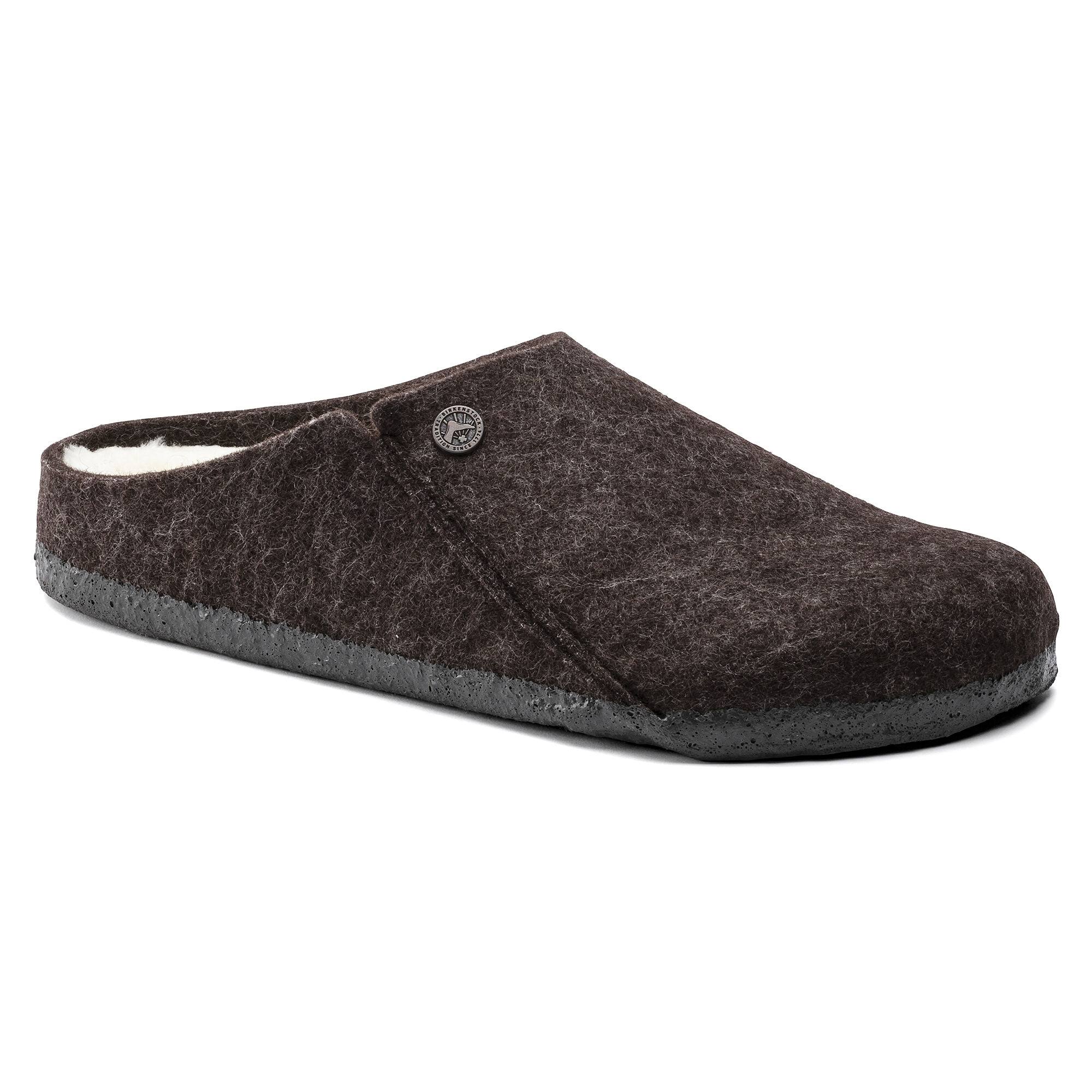 Birkenstock Shearling Zermatt Wool Felt Mocha Slippers