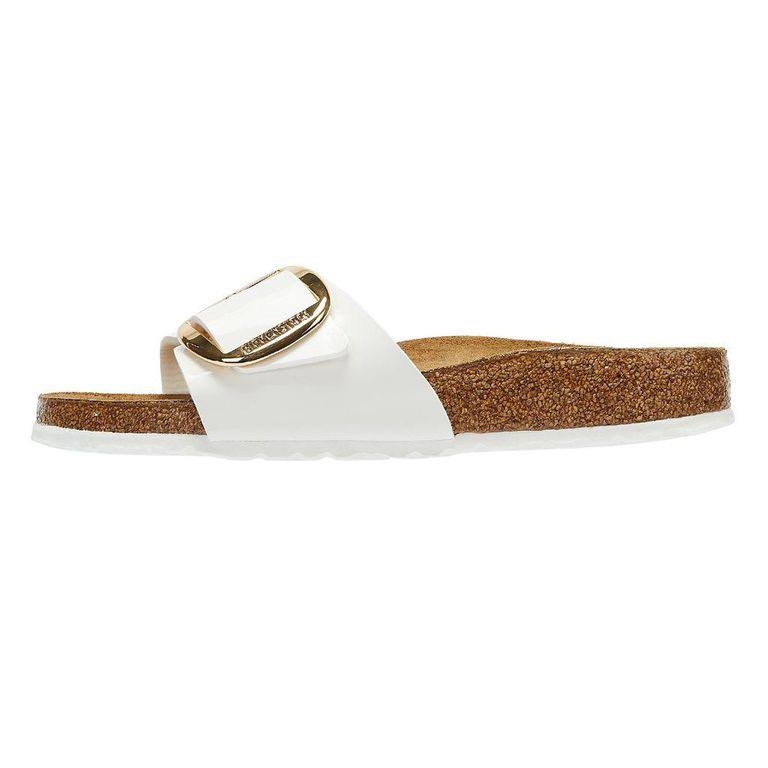 Birkenstock Madrid Big Buckle Birko Flor Patent Sandals - White