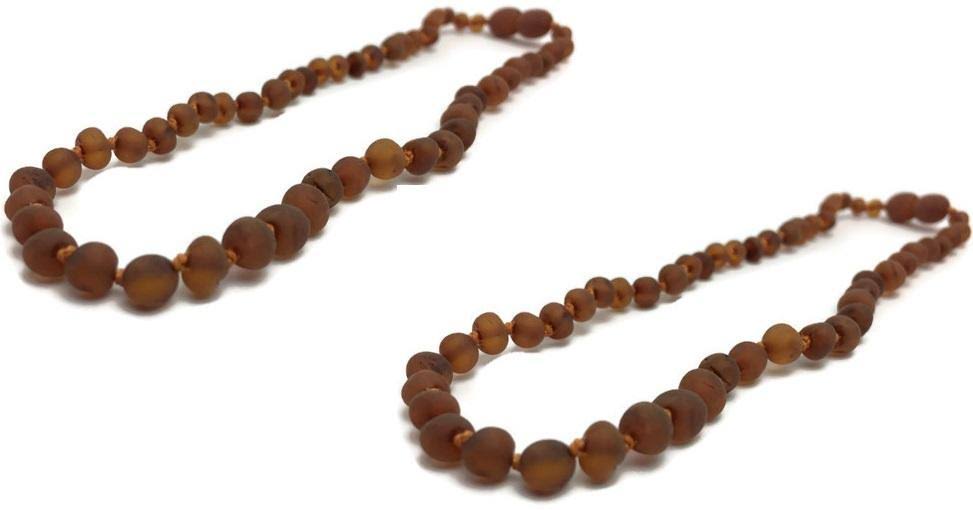 Two 11 in Amber Teething Necklace Raw Polish Basic Infant Screw Pop Clasp - Two 11 Polished Cherry