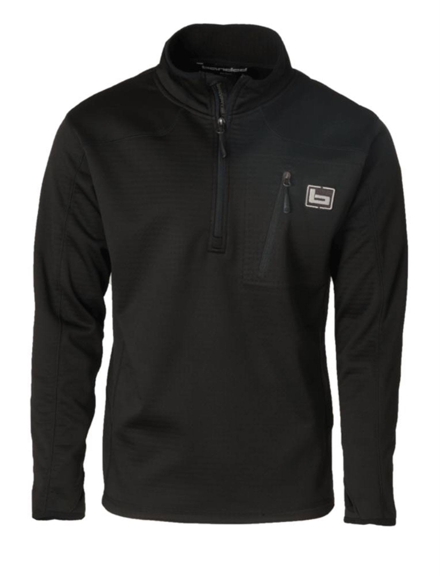 Banded Mid-Layer 1/4 Zip Fleece Pullover - Size L, Black