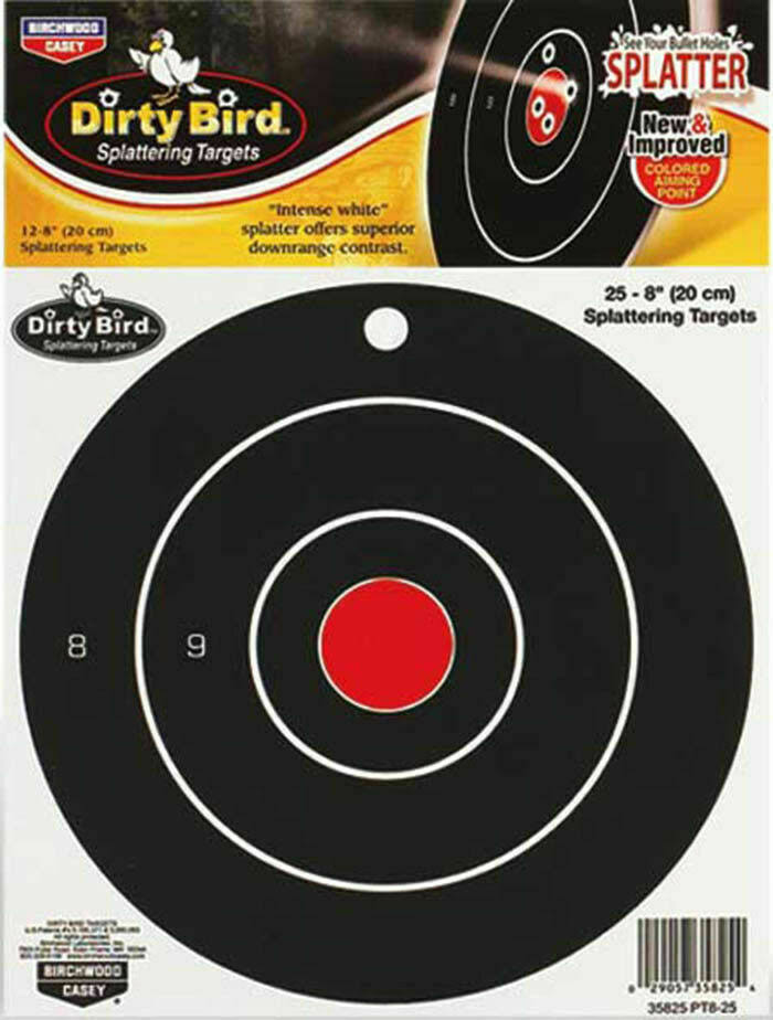 Birchwood Casey Dirty Bird Bull&s Eye Splattering Target, 8x22 - 200 pack