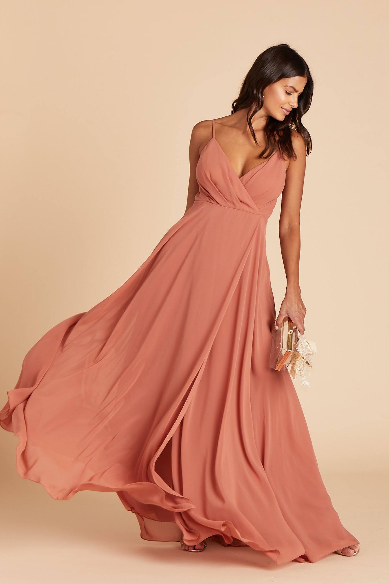 Birdy Grey Kaia Chiffon Bridesmaid Dress in Terracotta S / Terracotta