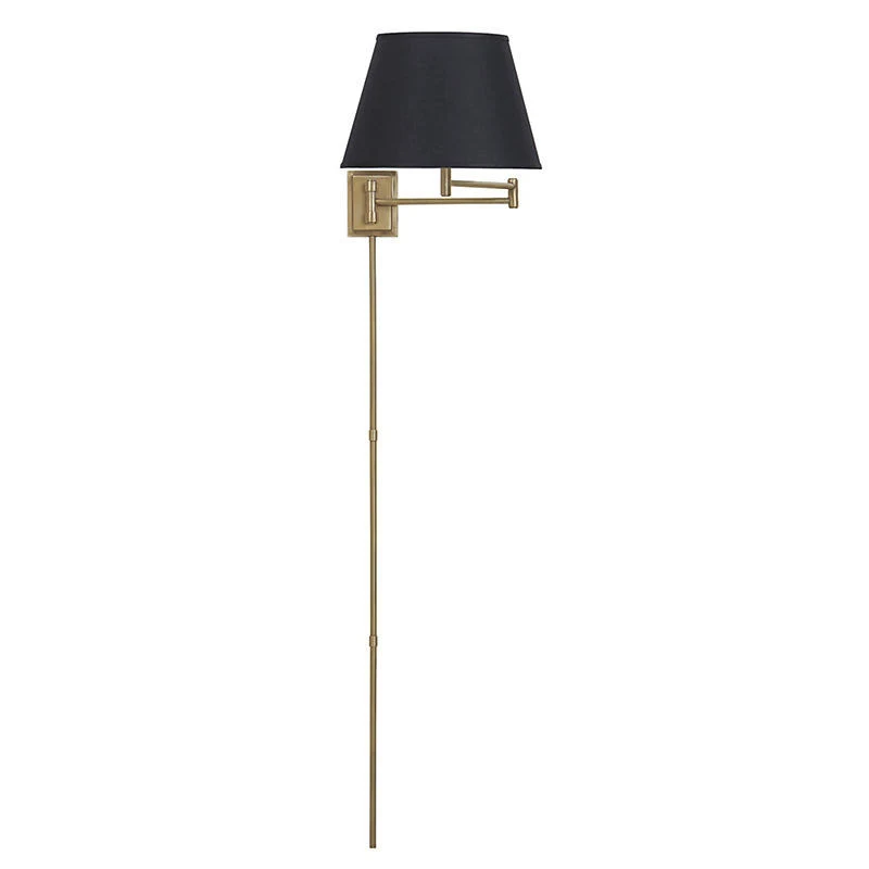 Grant Swing Arm Sconce with Shade Mushroom Pleated Black - Ballard Designs