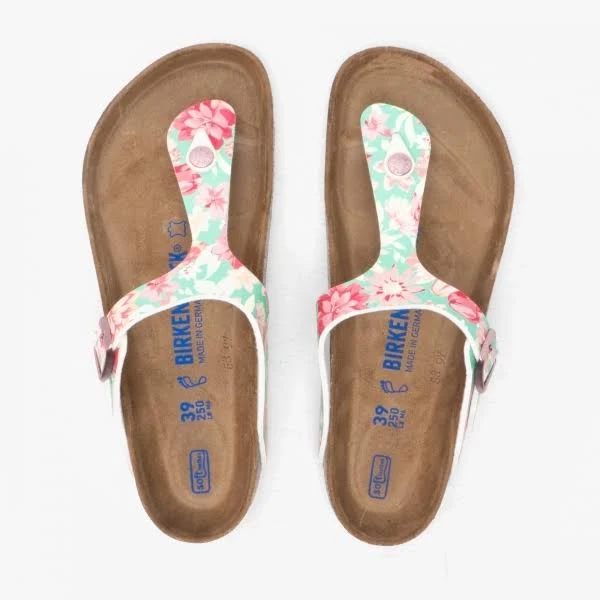 Birkenstock Women's Tongs Gizeh SFB Birko-Flor Supernatural Flower Emerald Sandal