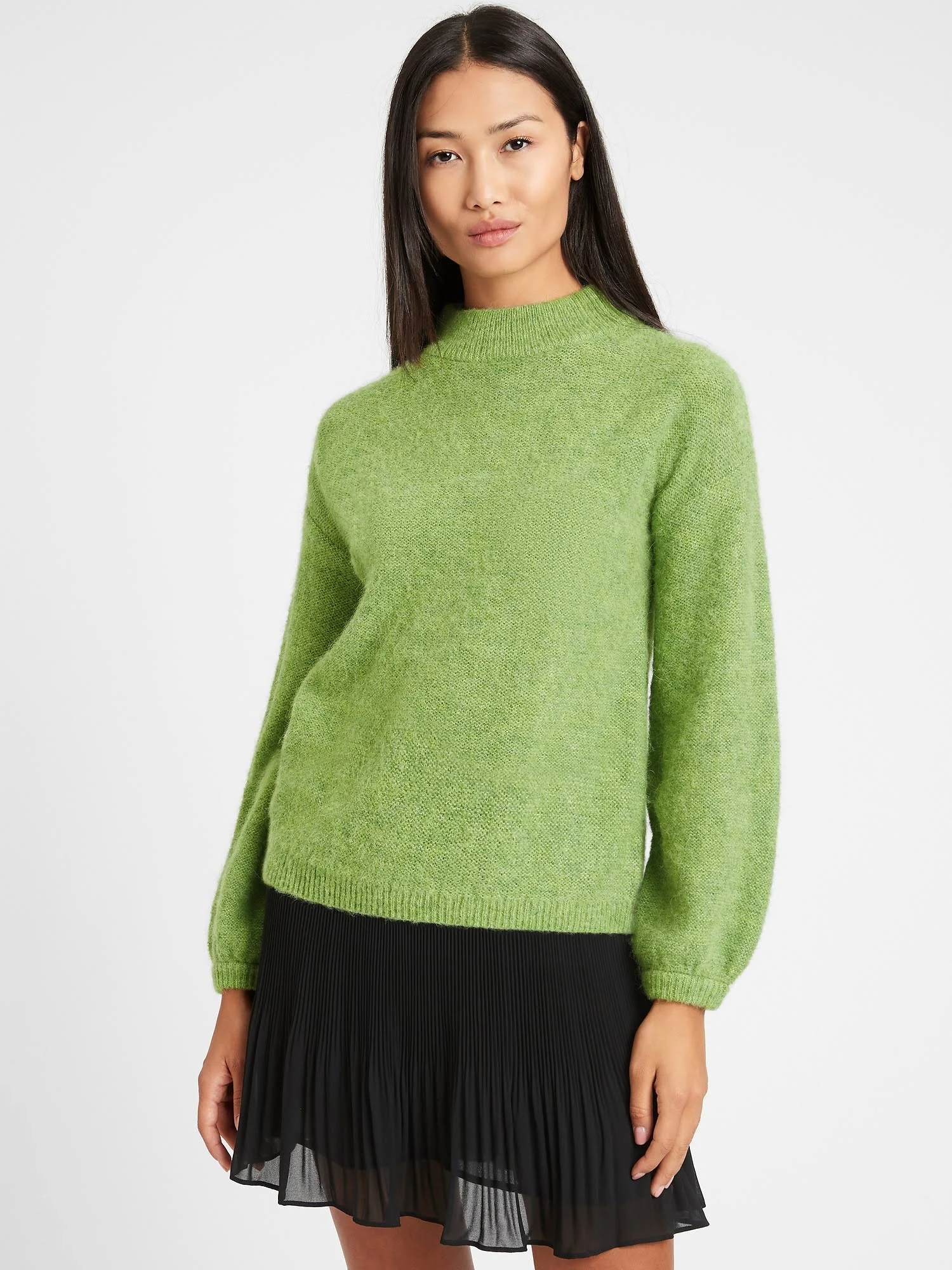 Banana Republic Women's Relaxed Balloon-Sleeve Sweater Grass Green Size L