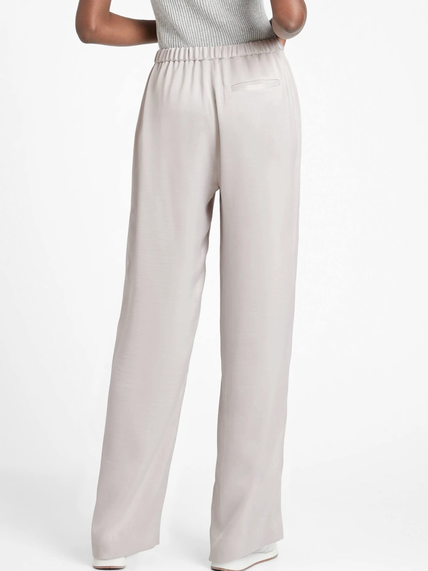 Banana Republic Women's Wide-Leg Satin Pull-On Pant Silver Gray Size XXL