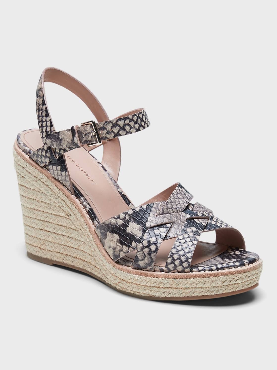 Banana Republic Women's Strappy Espadrille Sandal Snake Print Size 10 1/2