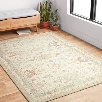 Fleshman Oriental Hand Hooked Wool Ivory Area Rug Birch Lane Rug Size: Rectangle 5& x 7&6x22