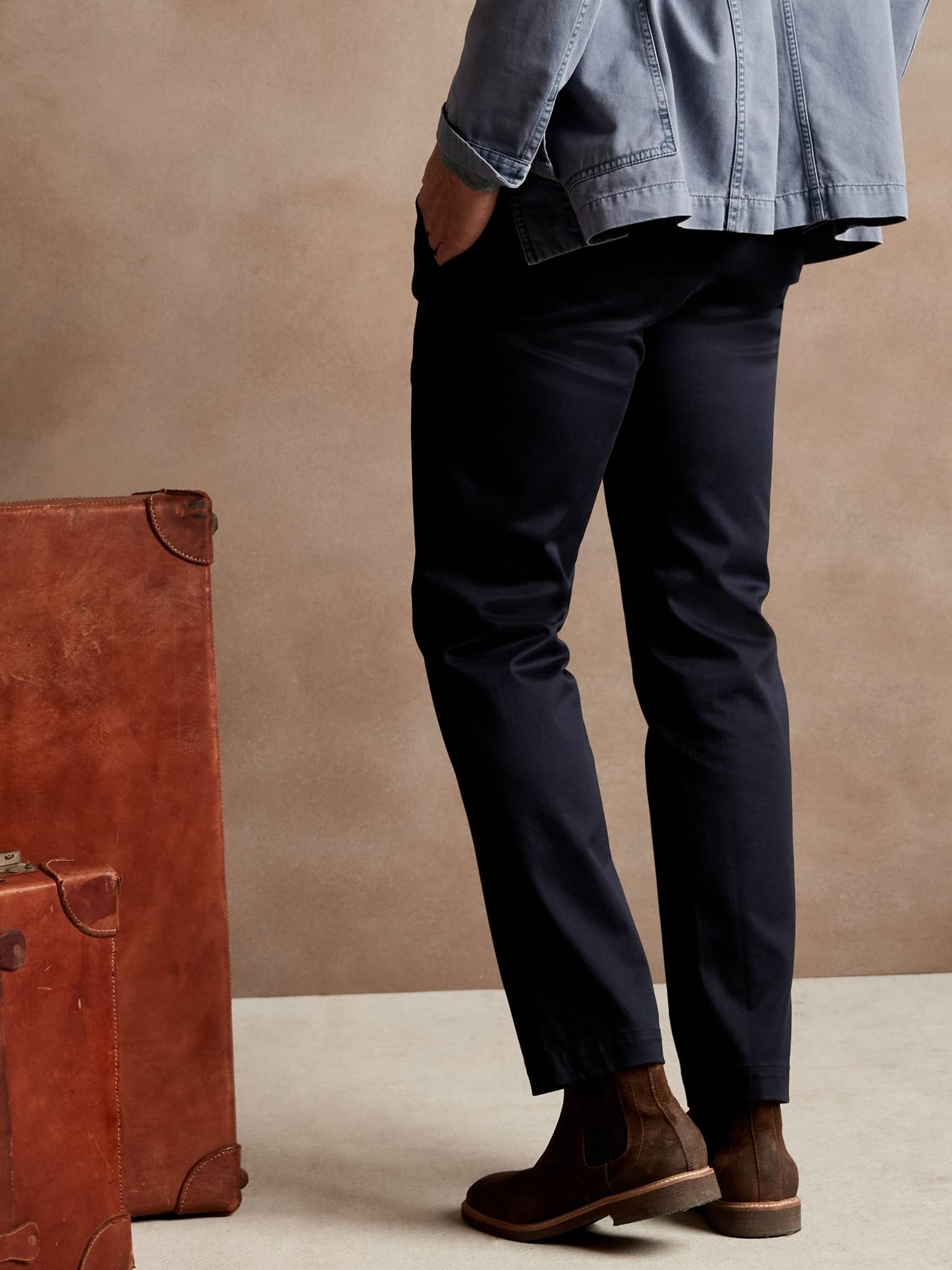 Banana Republic Men's Straight Rapid Movement Chino Pant Navy Blue Tall Size 36W 36L