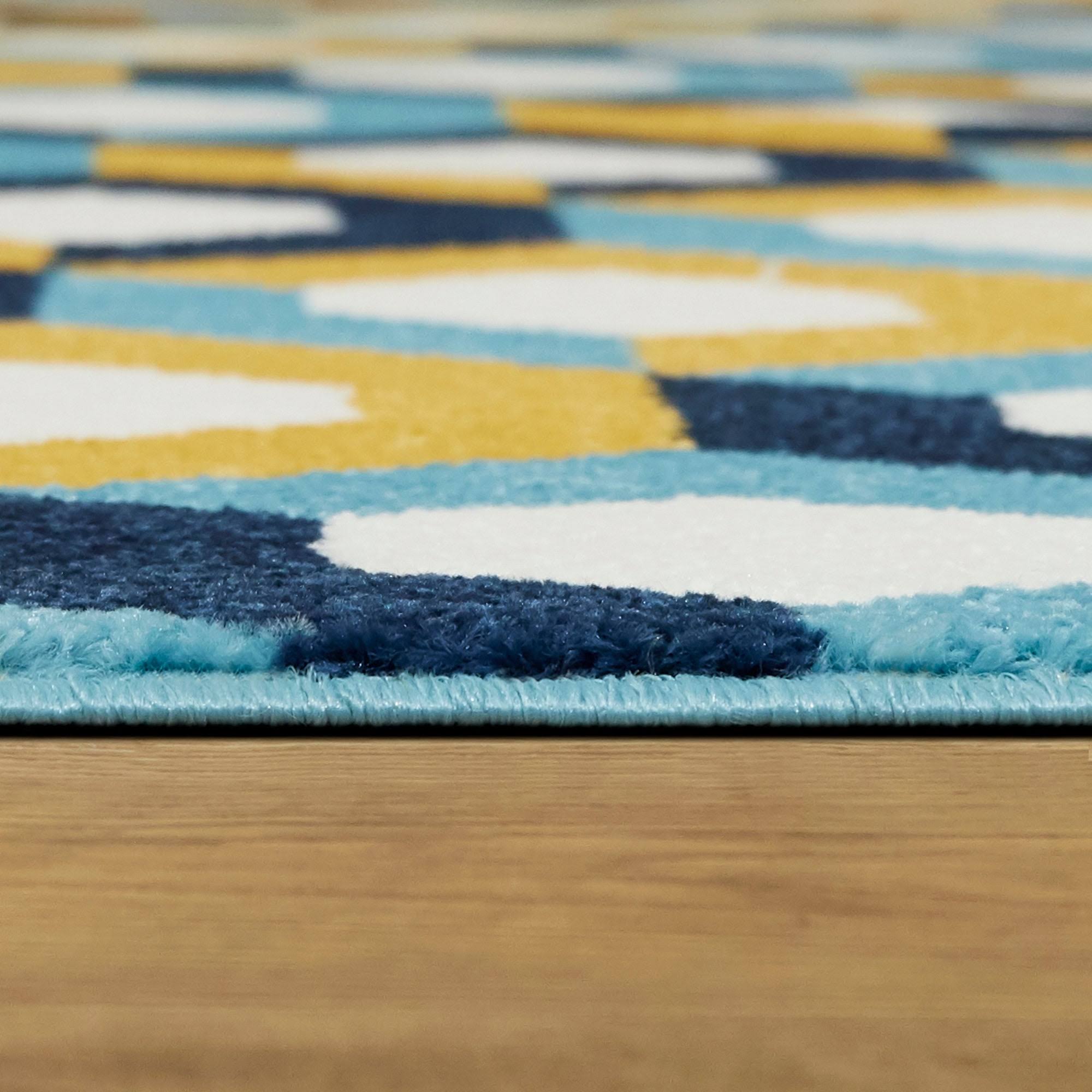 Weston 5'3 x 7' Woven Area Rug in Blue/Yellow