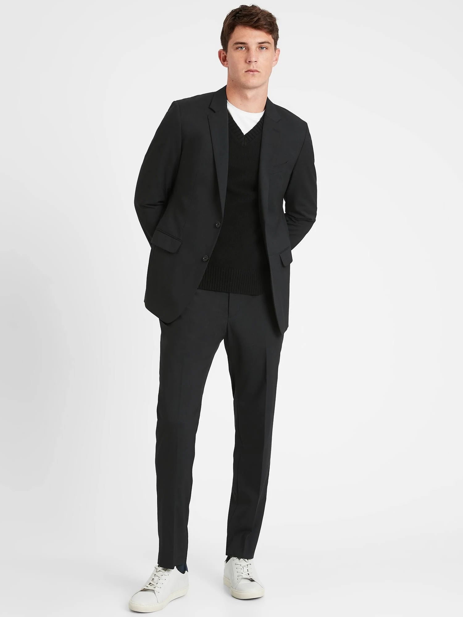 Banana Republic Men's Standard Solid Italian Wool Suit Jacket Dark Charcoal Size 40 Regular