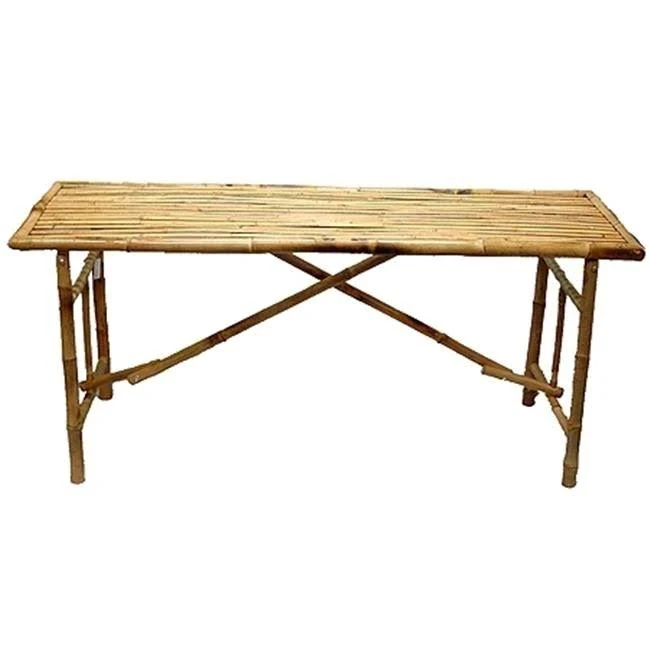 Bamboo54 Rectangular Folding Patio Coffee Table, Brown