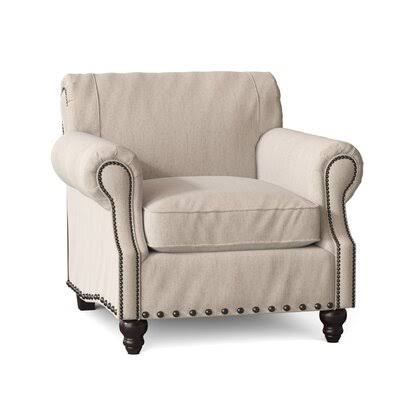 Landry 40x22 Wide Down Cushion Armchair Birch Lane Body Fabric: Curious Pearl, Nailhead Detail: Old Gold Spotted