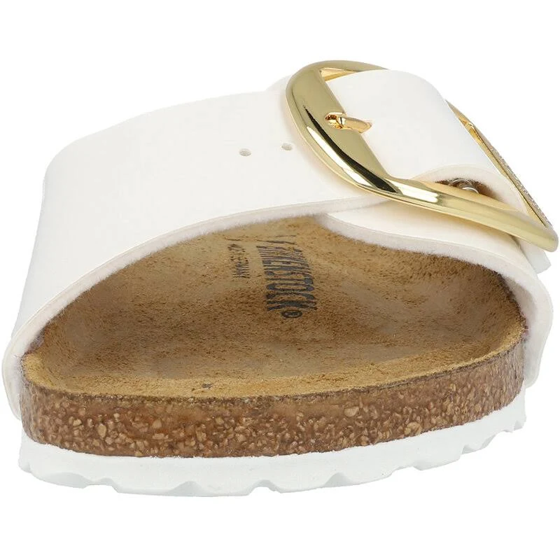 Birkenstock Adult Madrid Big Buckle White Birko-Flor Patent Slides