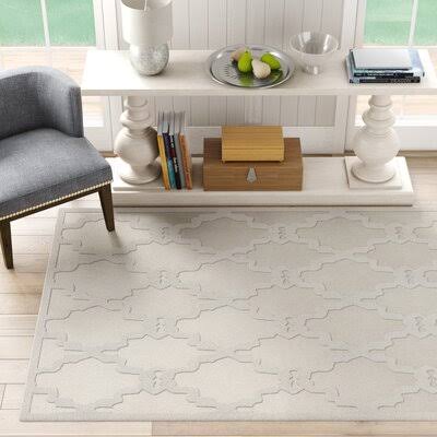 Cabbott Geometric Handmade Tufted Wool Ivory Area Rug Birch Lane Rug Size: Rectangle 5& x 8&