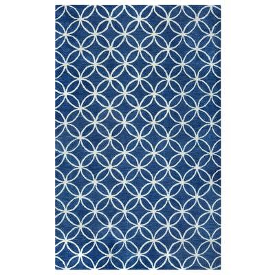 Melrose Geometric Wool Navy Blue Tufted Area Rug Breakwater Bay Rug Size: Rectangle 3& x 5&