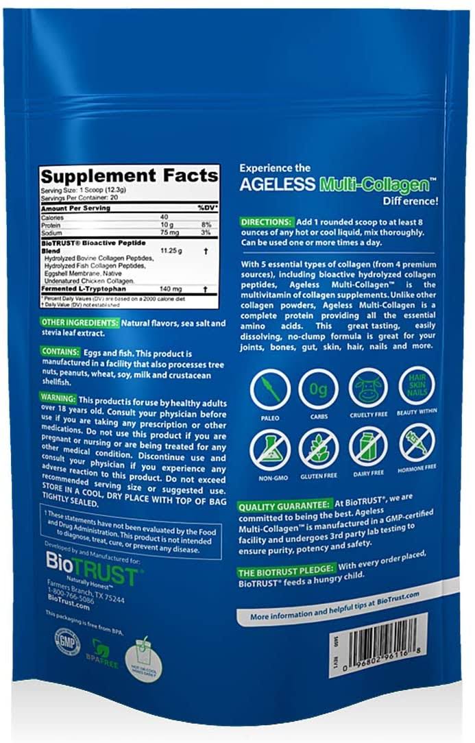 Ageless Multi-Collagen Complete Collagen Protein | BioTrust - Vanilla