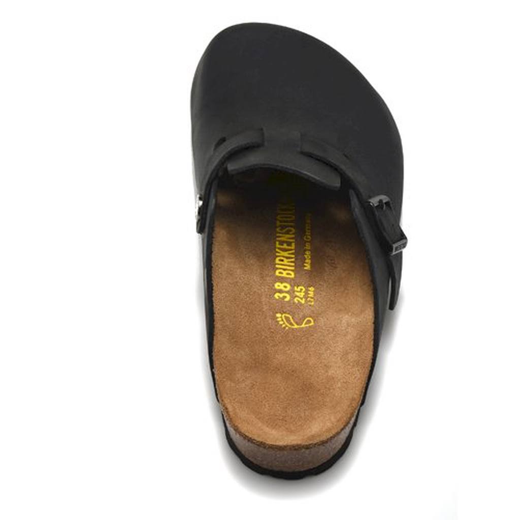 Birkenstock Boston Natural Leather Black Clogs for Professionals