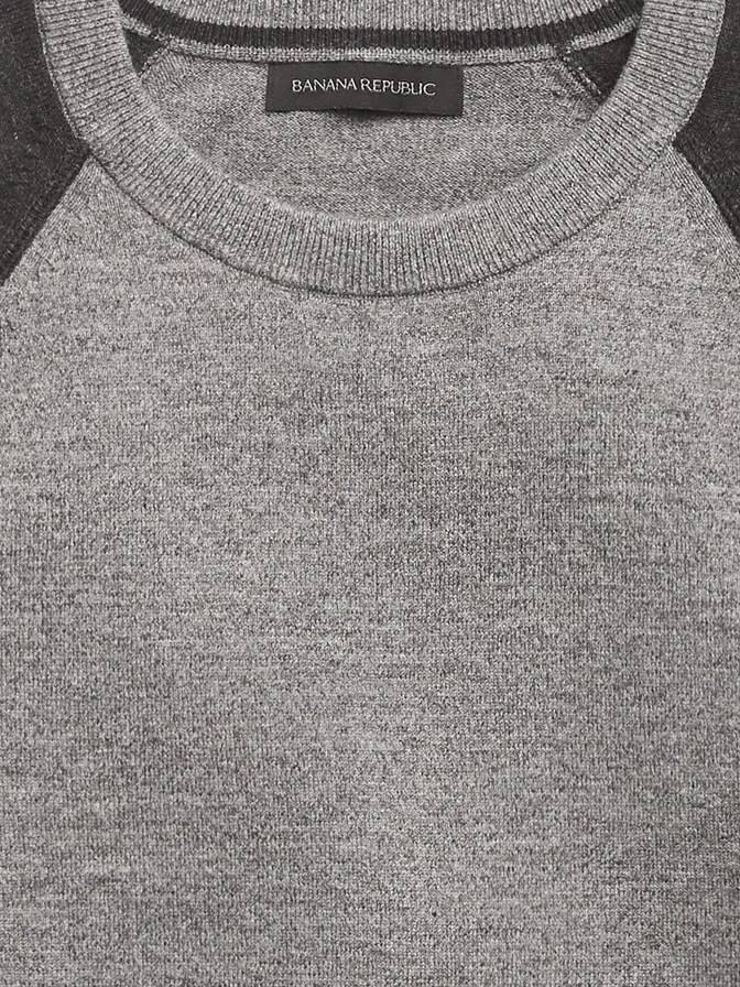 Banana Republic Men's Organic Cotton Raglan Sweater Heather Gray Size XXS