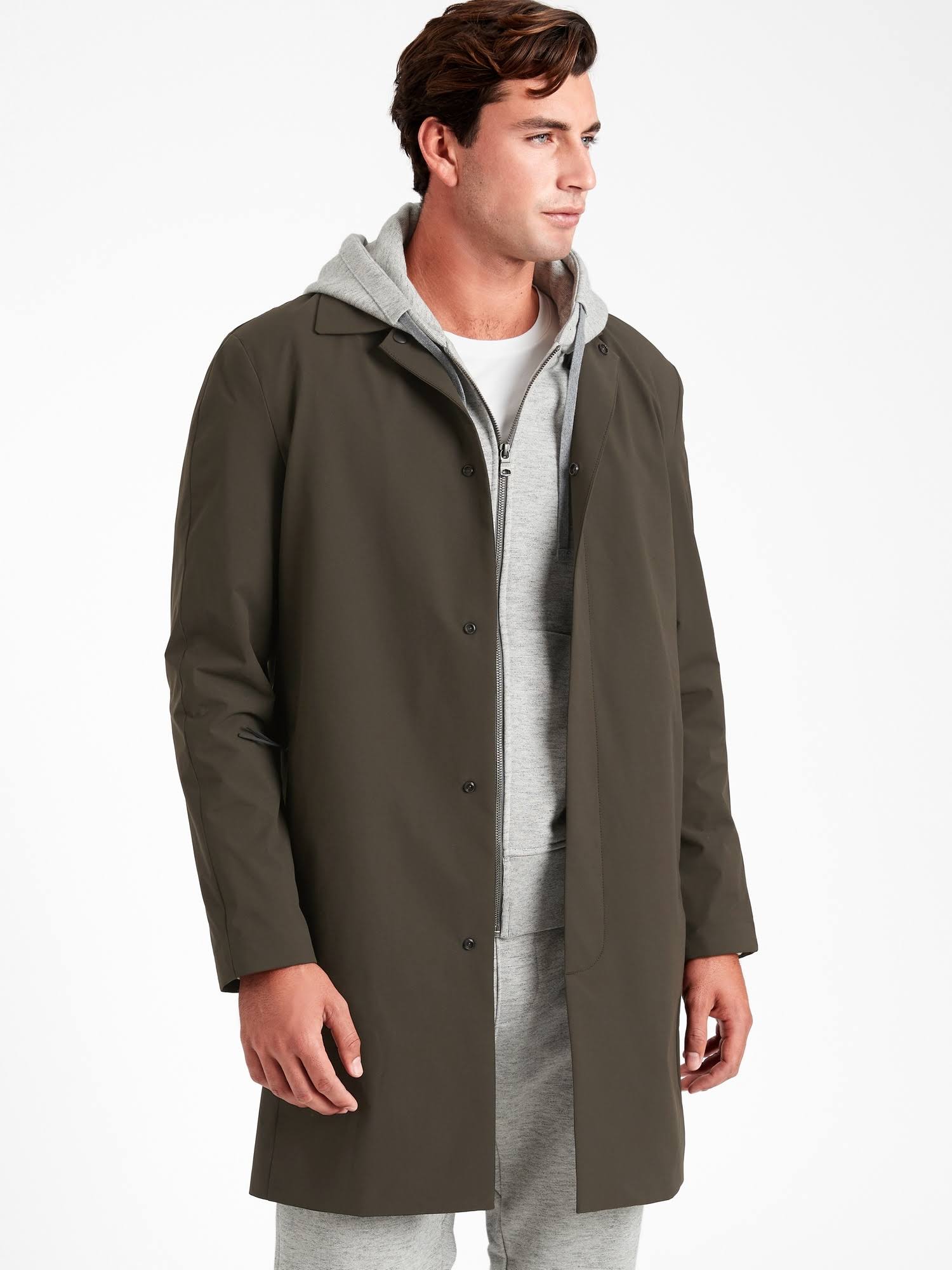 Banana Republic Men's Motion Tech Rain Coat Dark Pine Green Size S