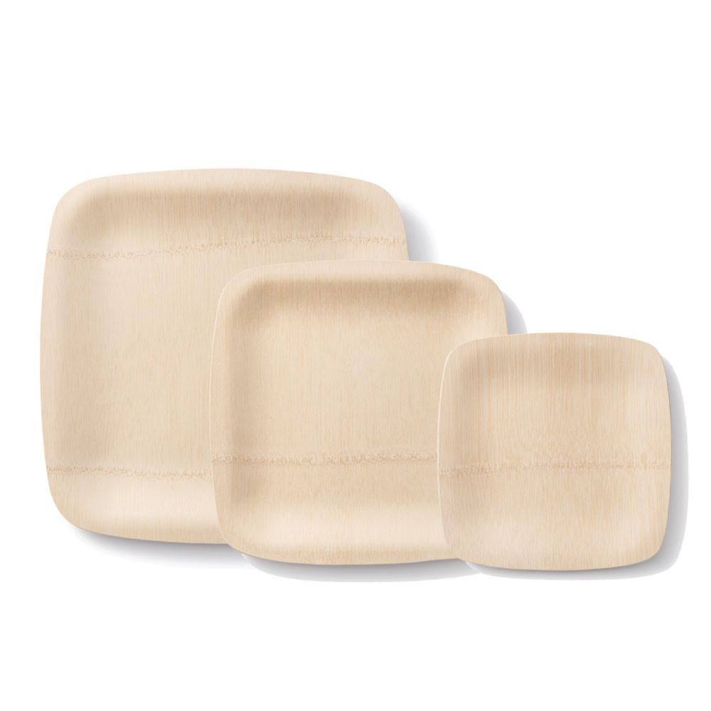 Bambu Veneerware Disposable Bamboo Square Plates (Case of 100)