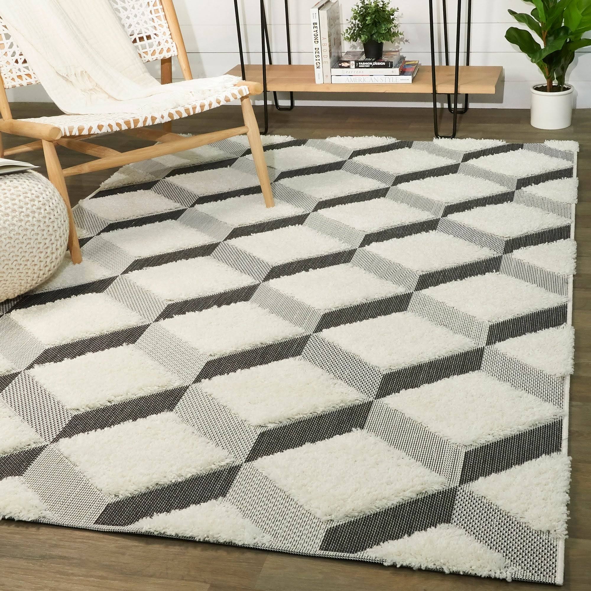 BALTA Soller White 8 ft. x 10 ft. Geometric Shag Area Rug