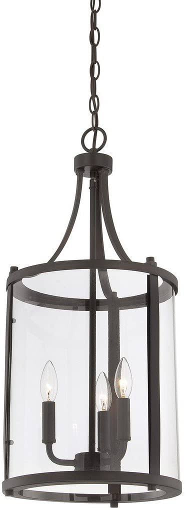 3 - Light Lantern Cylinder Pendant Satin Nickel