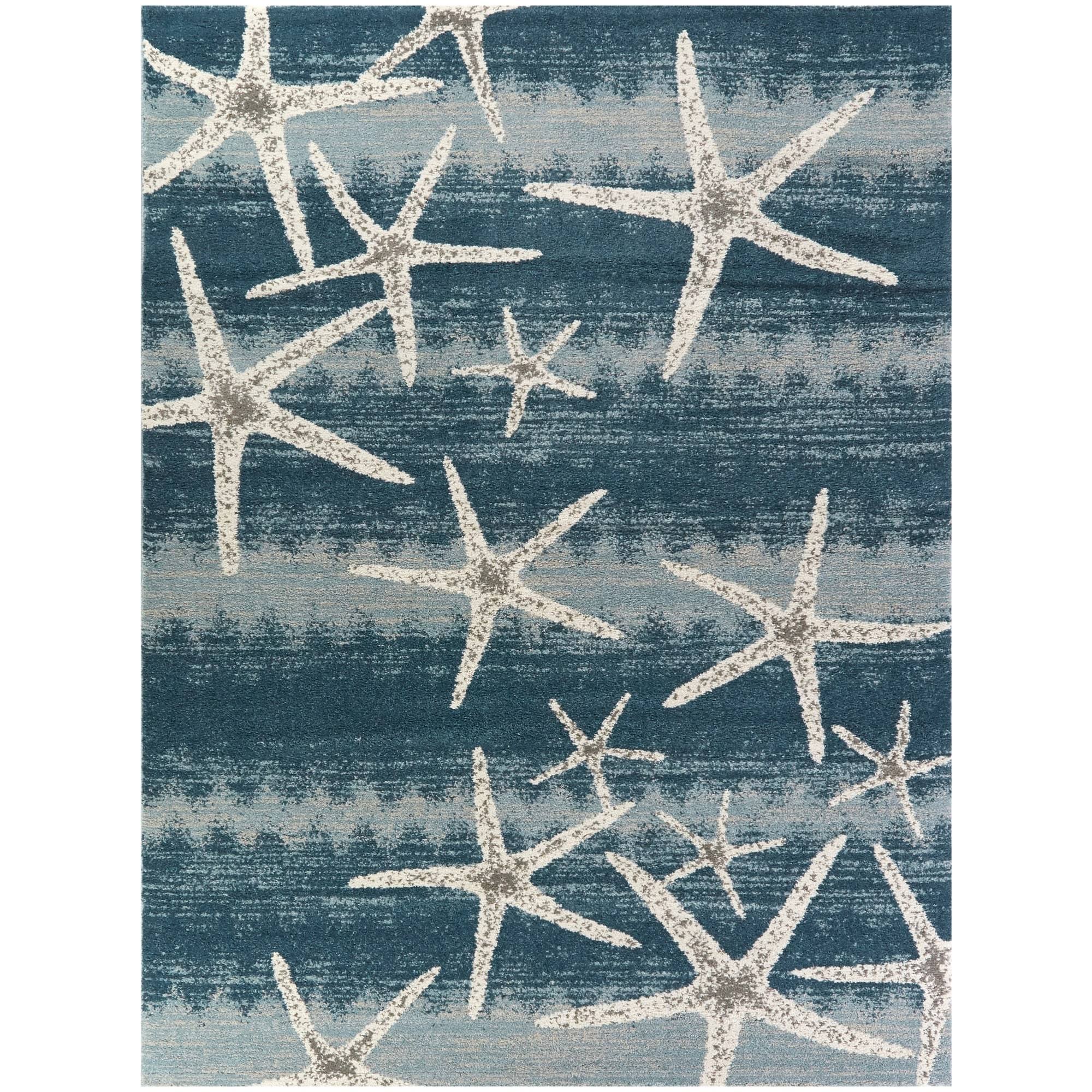 BALTA Martin Dark Blue 7 ft. x 9 ft. Coastal Starfish Area Rug