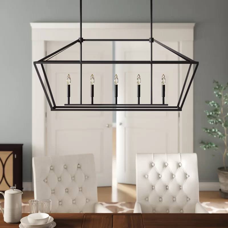 Laurel Foundry Modern Farmhouse Freemont 5-Light Kitchen Island Pendant, Rubbed Bronze