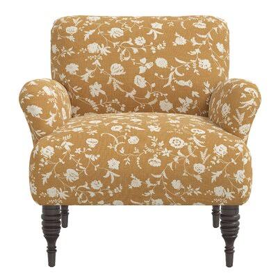 Metter 32x22 Wide Cotton Armchair Birch Lane Body Fabric: Robina Floral Ochre Cotton