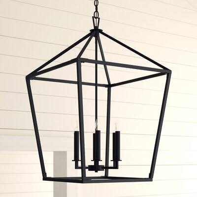 Israel 6 - Light Lantern Geometric Chandelier Finish: Matte Black