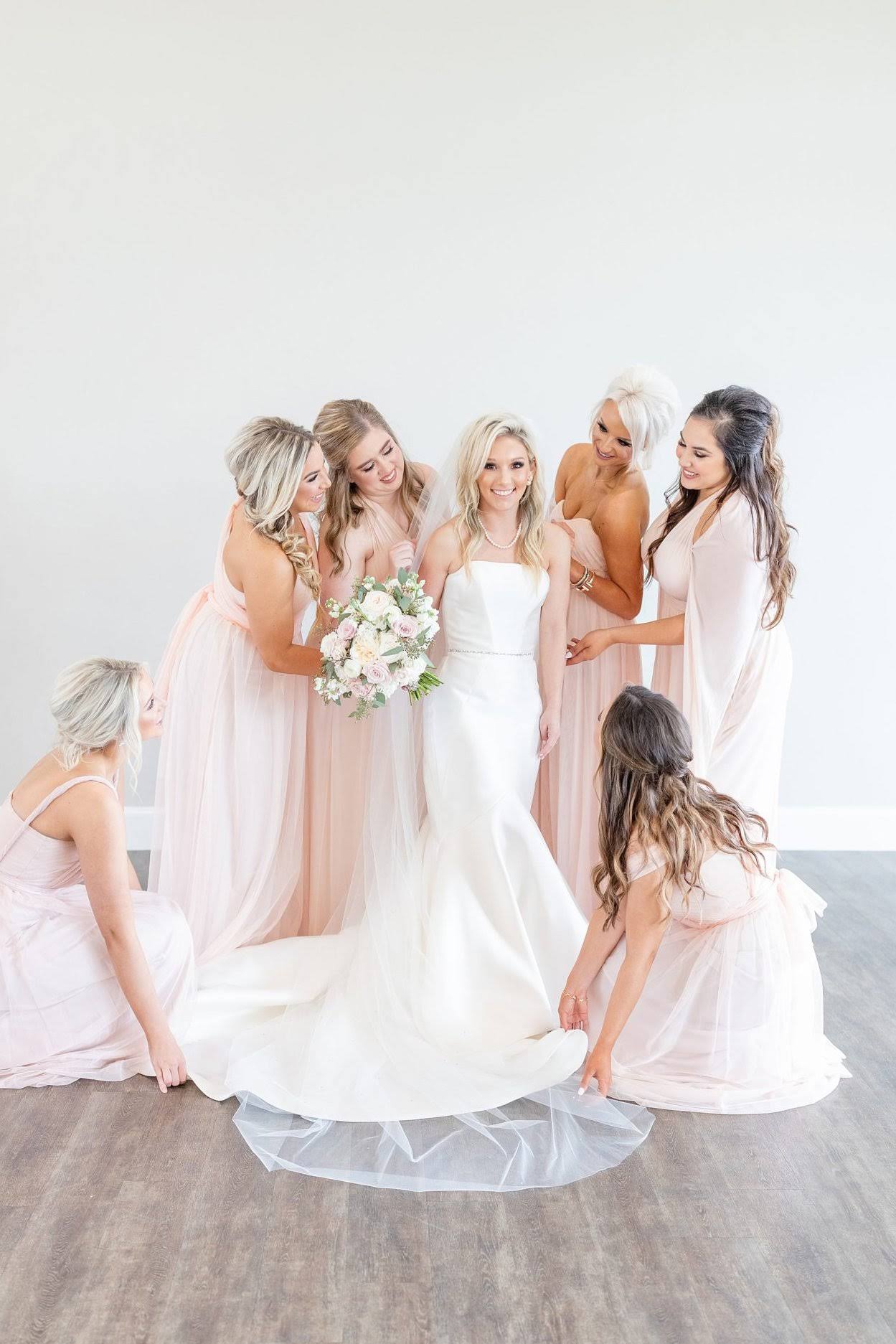 Birdy Grey Grace Convertible Chiffon Bridesmaid Dress in Pale Blush XXL / Pale Blush / No Slit