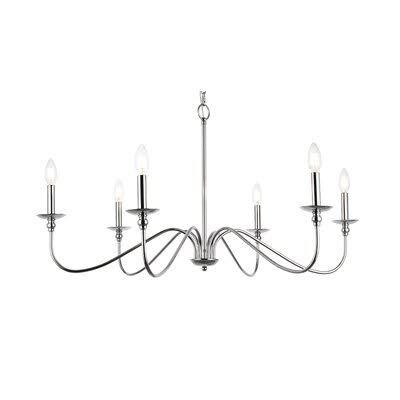 Ableton 6 - Light Candle Style Chandelier Birch LANE? Finish: Polished Nickel, Size: 30x22 W x 18x22 H