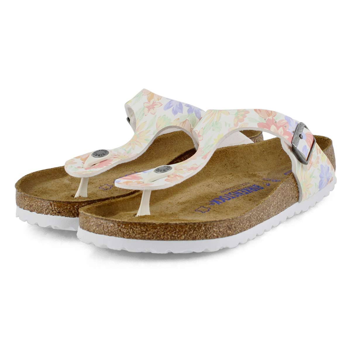 Birkenstock Gizeh Birko-Flor Supernatural Flowers White Thong Sandals