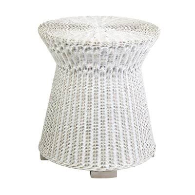 Birch Lane Madewell Rattan Drum End Table Color: White