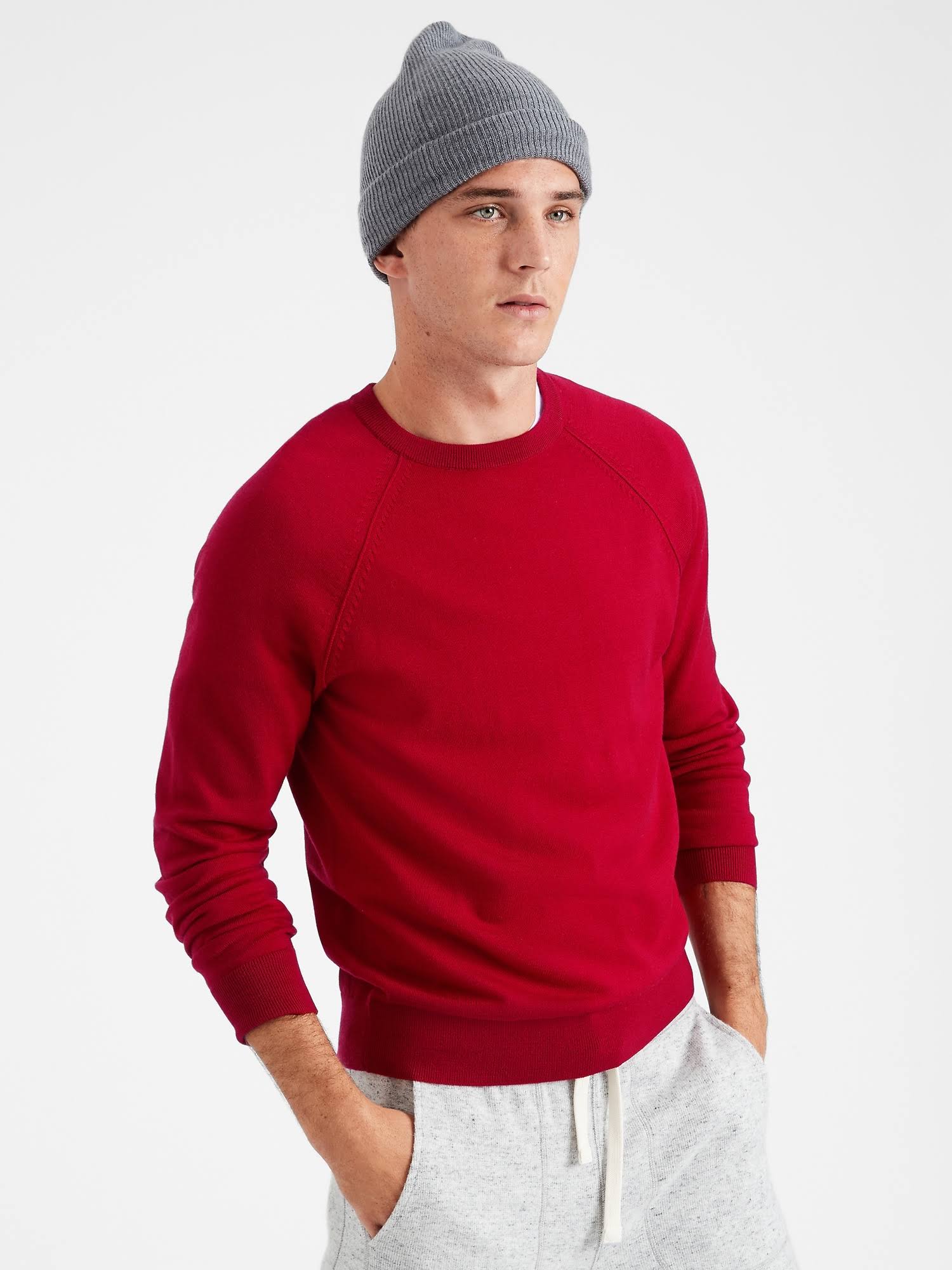 Banana Republic Men's Italian Merino Crew Sweater-Neck Sweater True Red Size XXL