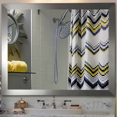 Fulk Industrial Modern & Contemporary Wall Mirror Birch Lane Size: 47.5x22 H x 35.5x22 W, Finish: Brushed Nickel