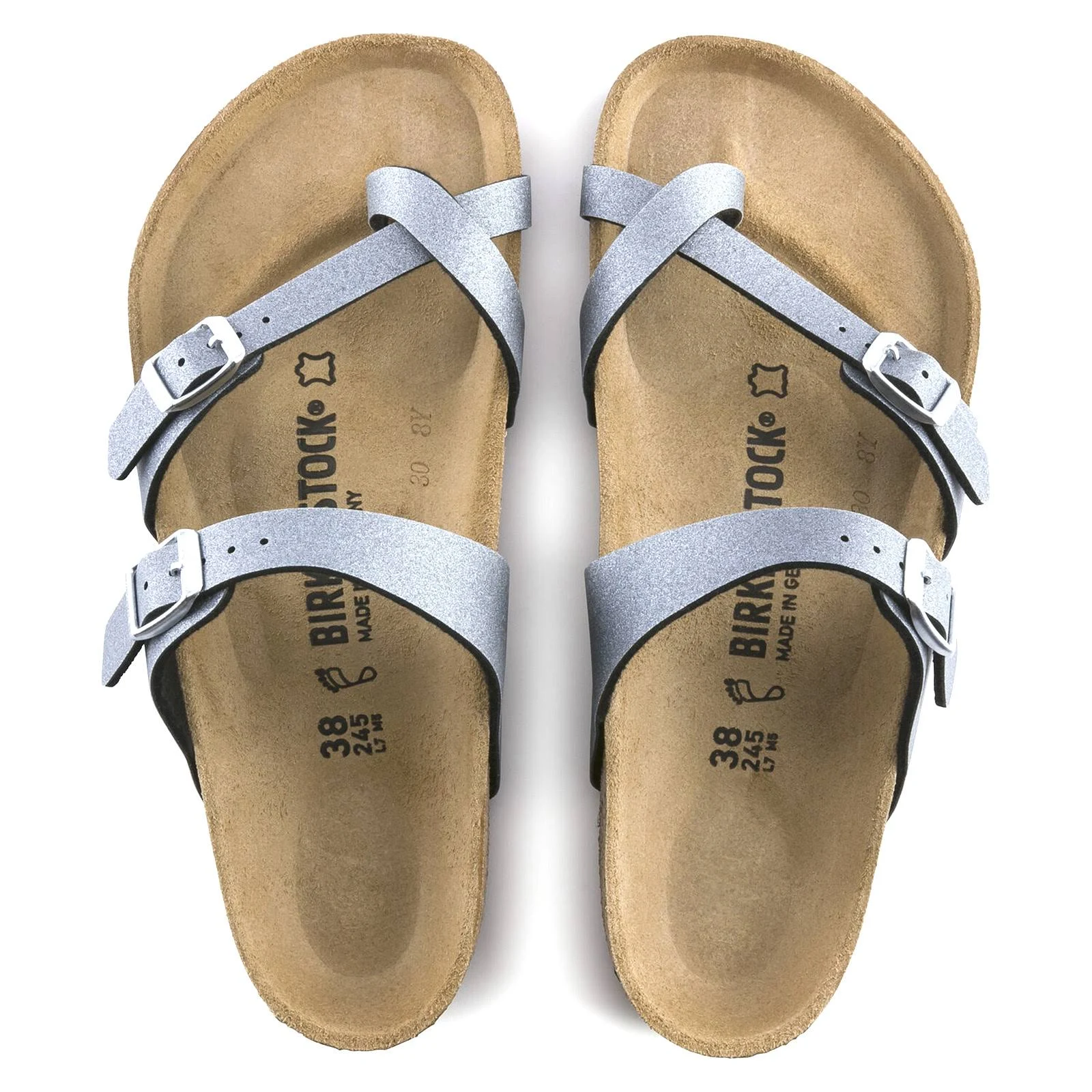 Birkenstock Mayari Birko Flor Sandals - Icy Metallic Anthracite