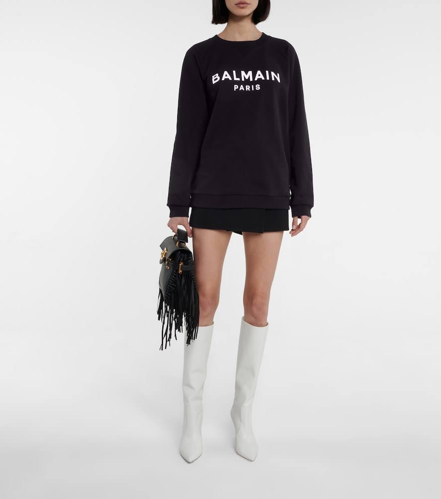 Balmain Logo Cotton Jersey Sweatshirt - Black - Sweatshirts