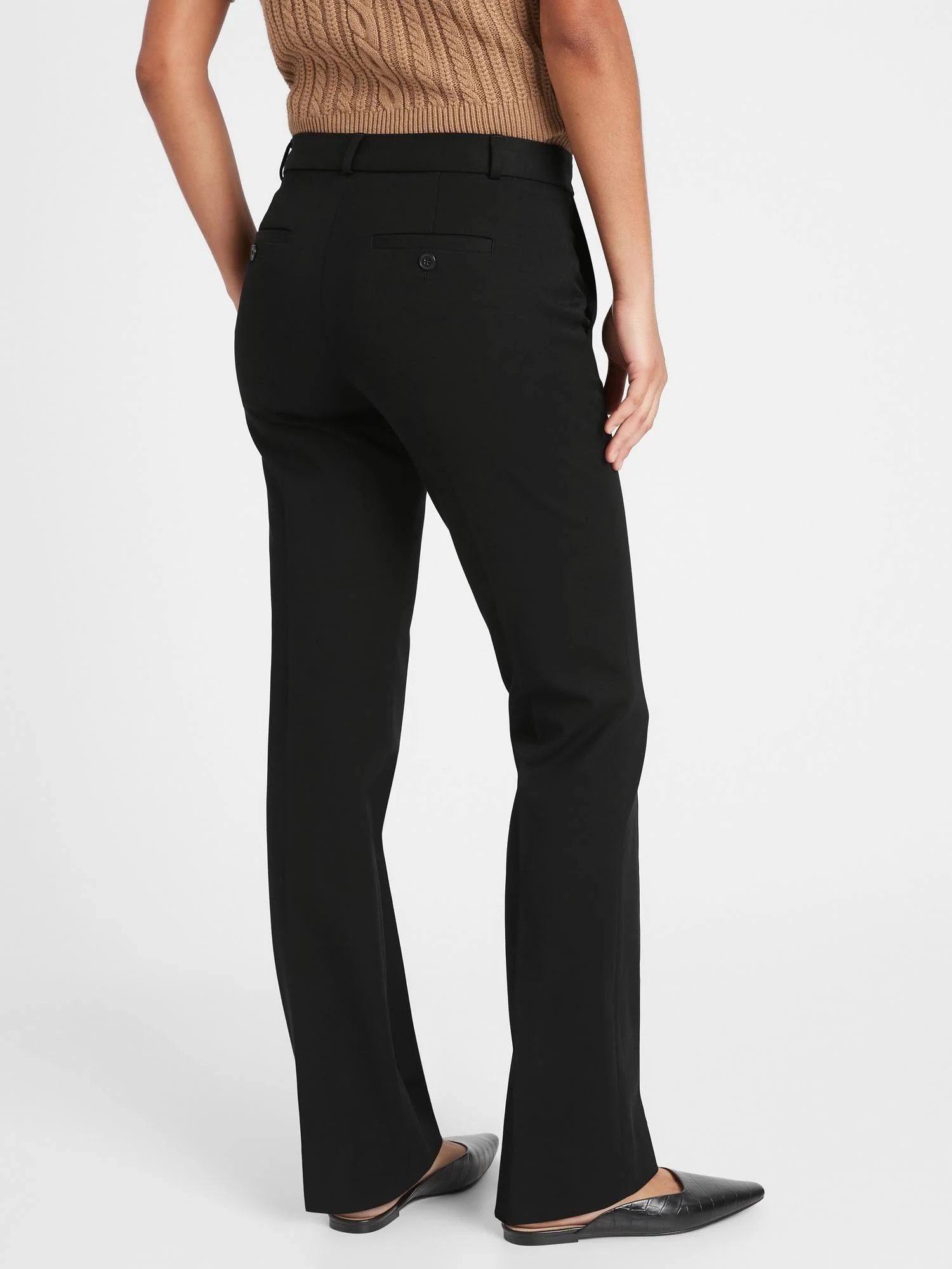 Banana Republic Women's Logan Trouser-Fit Washable Bi-Stretch Pant Black Size 2 Long